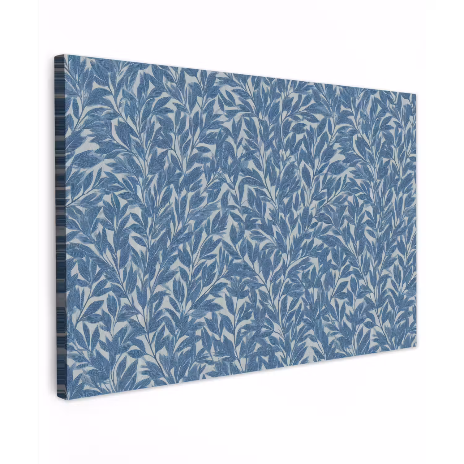 Bladeren - Klassiek - Patroon - Donkerblauw - Vintage Tuinposter op houten frame 2 cm dik klein 845 -3d