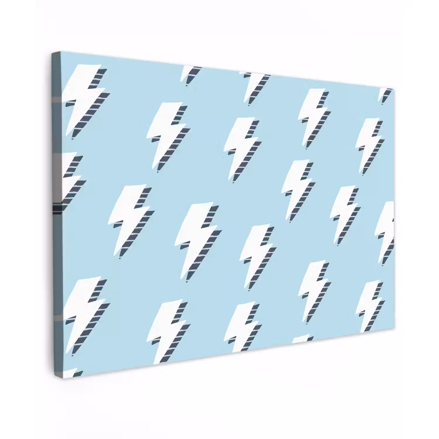 Blauw - Wit - Patroon - Bliksem Tuinposter op houten frame 2 cm dik klein 845 -3d