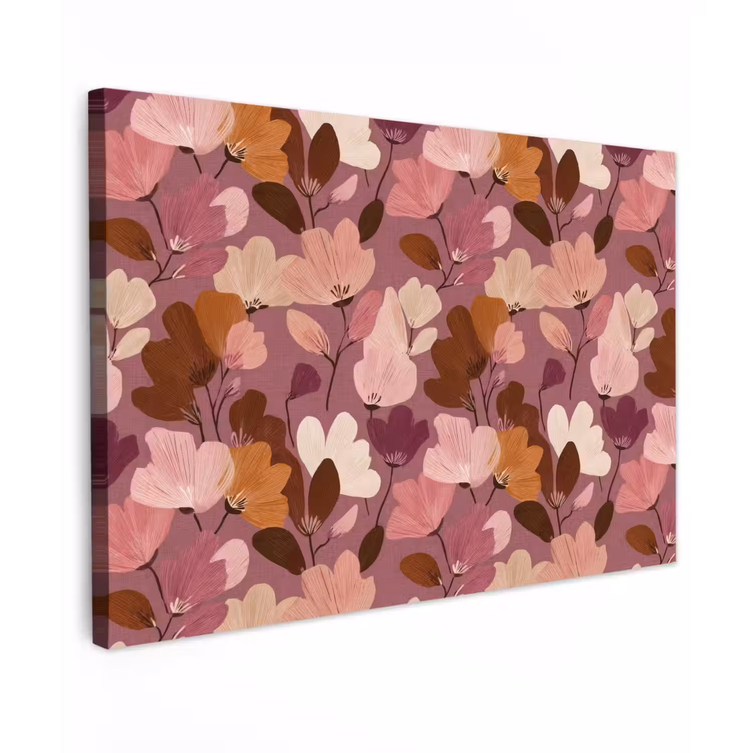 Bloem - Patroon - Roze Tuinposter op houten frame 2 cm dik klein 845 -3d