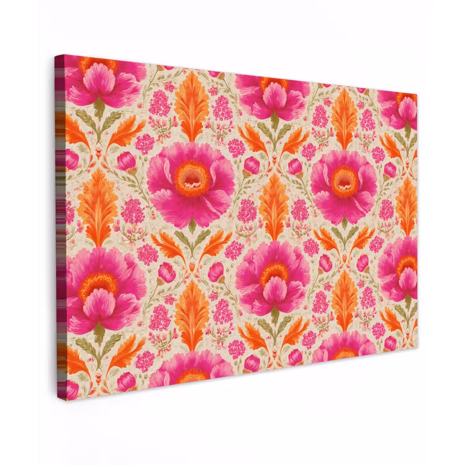 Bloemen - Barok - Roze - Oranje Tuinposter op houten frame 2 cm dik klein 845 -3d