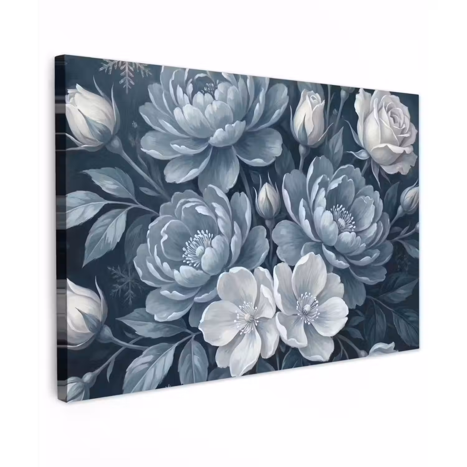 Bloemen - Boeket - Winter - Abstract - Blauw Tuinposter op houten frame 2 cm dik klein -3d
