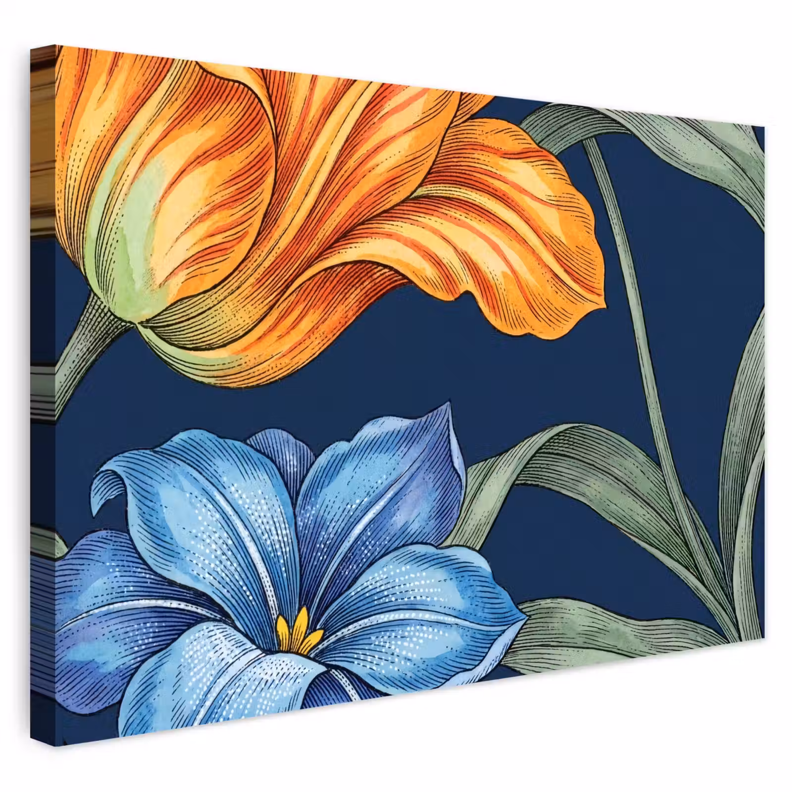 Buiten canvas - Bloemen - Botanisch - Patroon - Bloemen - Botanisch - Patroon Tuinposter op houten frame 2 cm dik klein