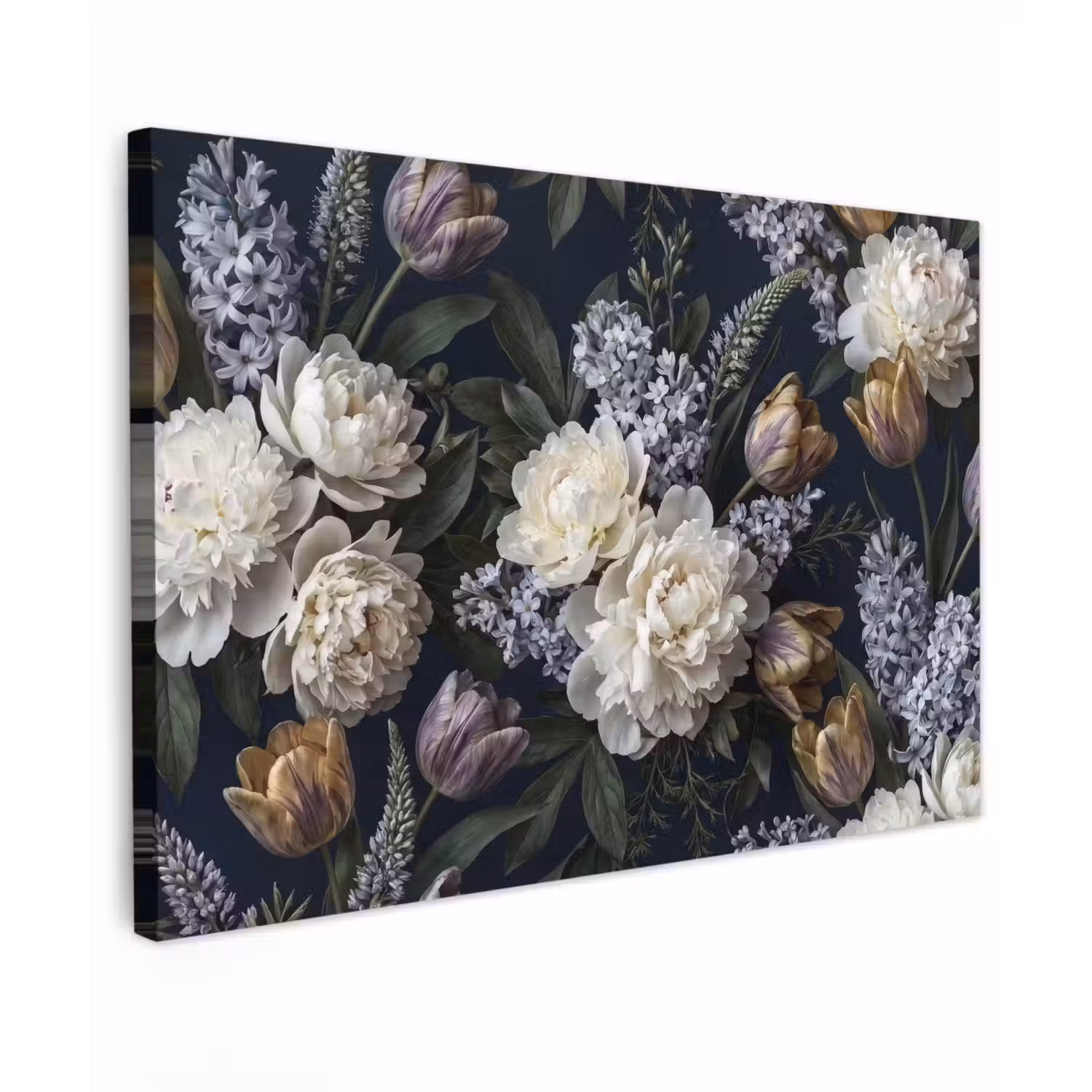 Bloemen - Donker - Elegant - Natuur - Wit Tuinposter op houten frame 2 cm dik klein -3d