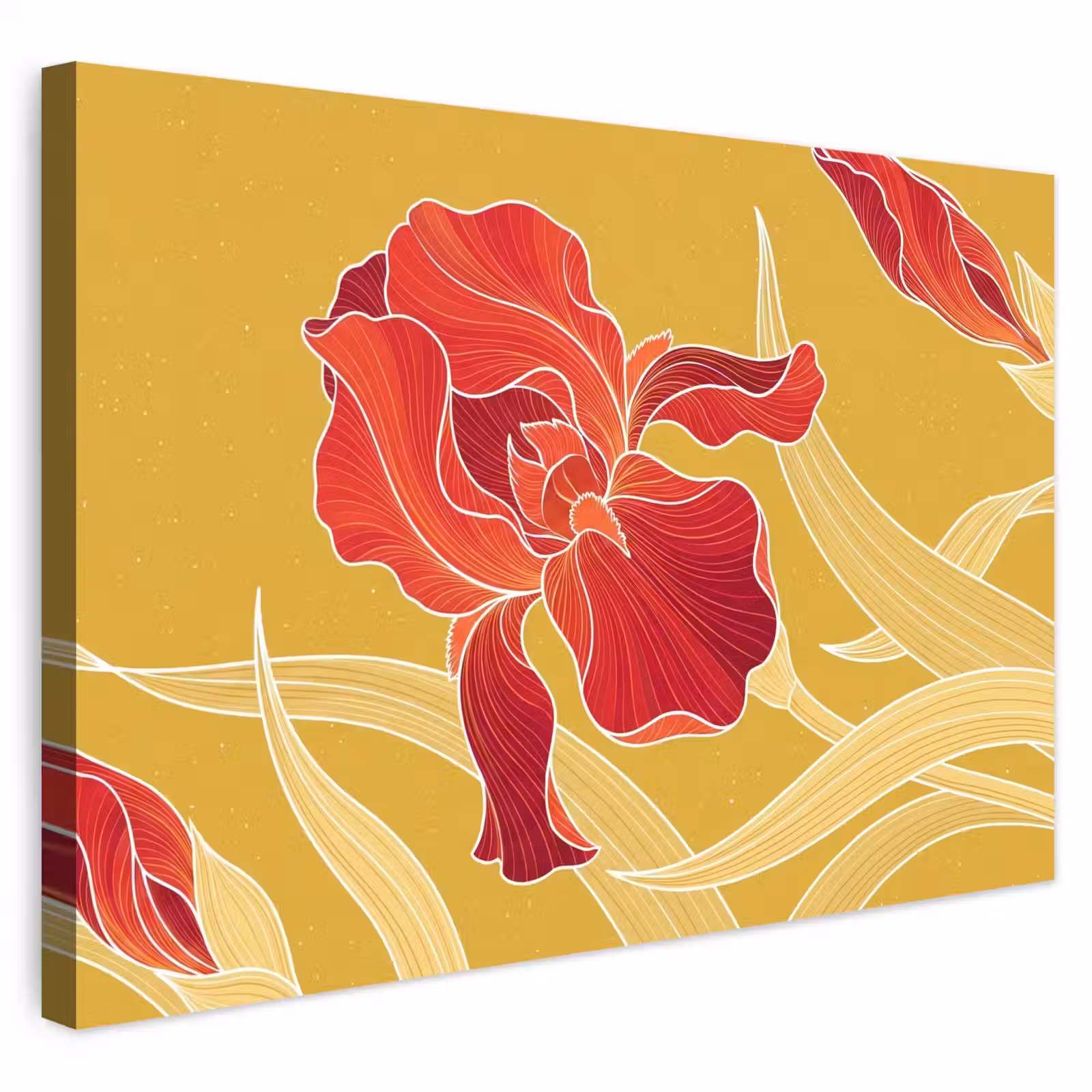 Buiten canvas - Bloemen - Illustratie - Rood - Bloemen - Illustratie - Rood Tuinposter op houten frame 2 cm dik klein
