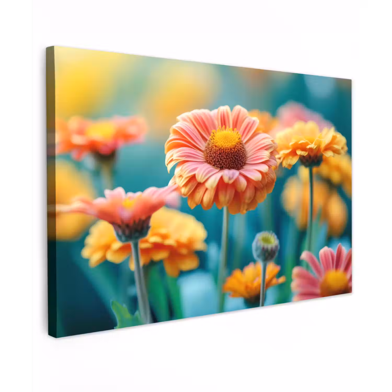 Bloemen in zomerse pracht Tuinposter op houten frame 2 cm dik klein -3d