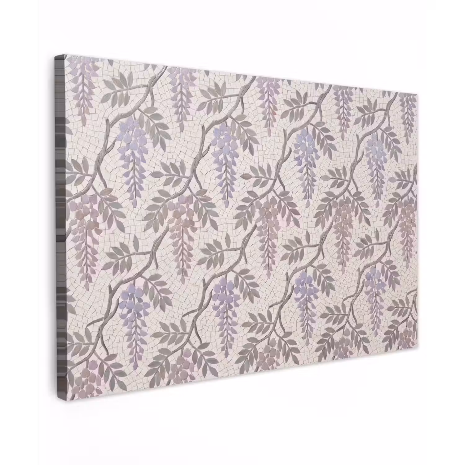 Bloemen - Mozaïek - Natuur - Patroon - Paars Tuinposter op houten frame 2 cm dik klein -3d