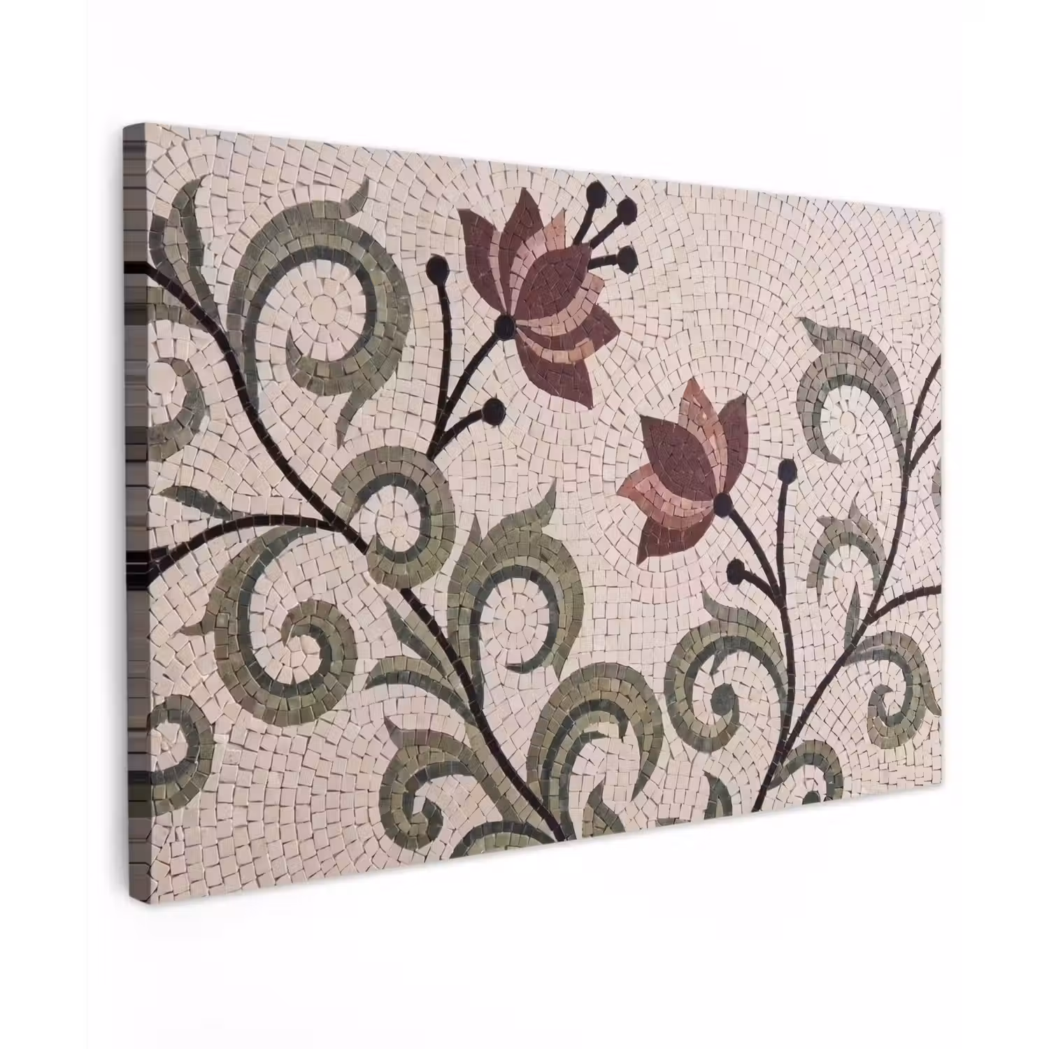 Bloemen - Mozaïek - Patroon - Abstract - Groen Tuinposter op houten frame 2 cm dik klein -3d