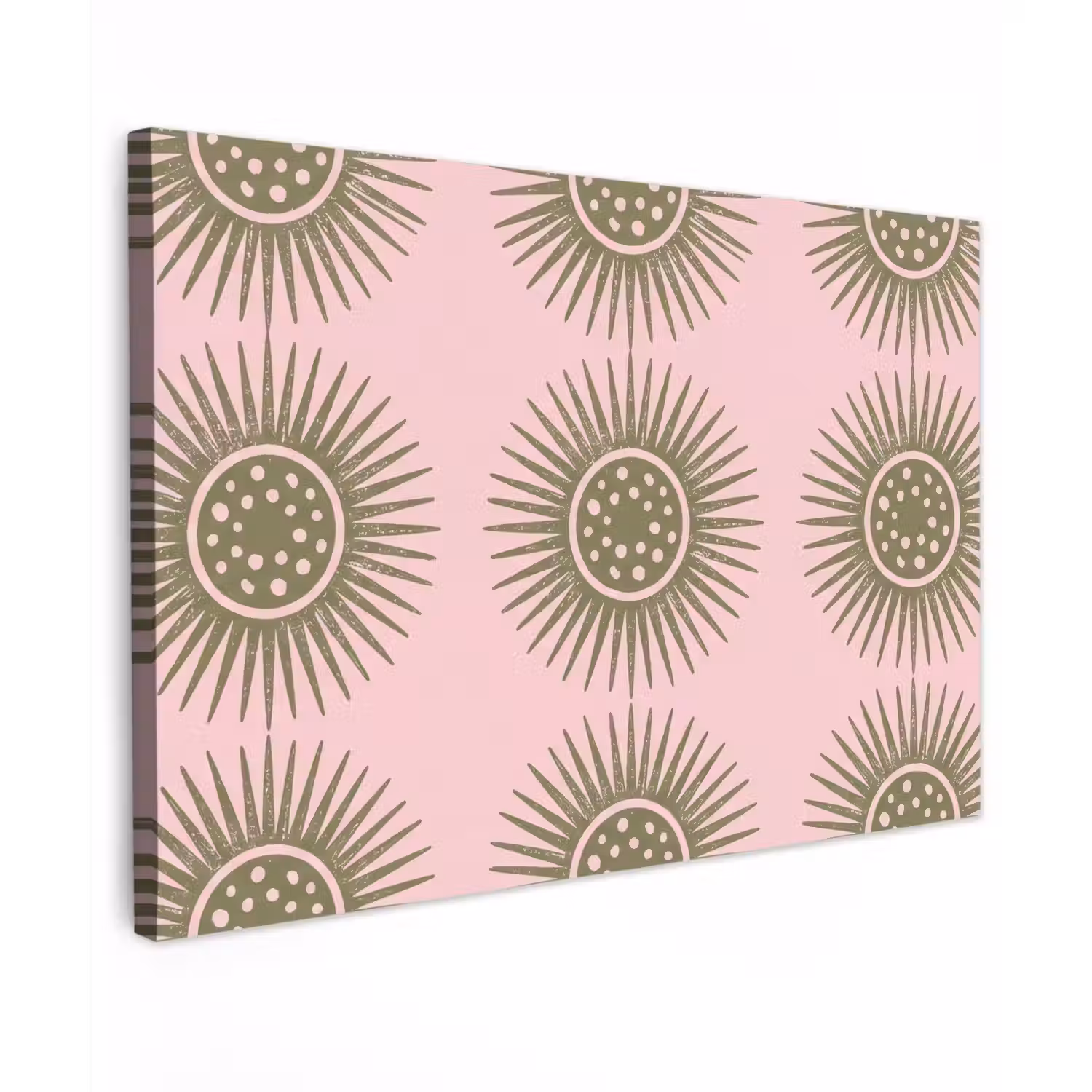 Bloemen - Patroon - Abstract - Roze - Groen Tuinposter op houten frame 2 cm dik klein -3d