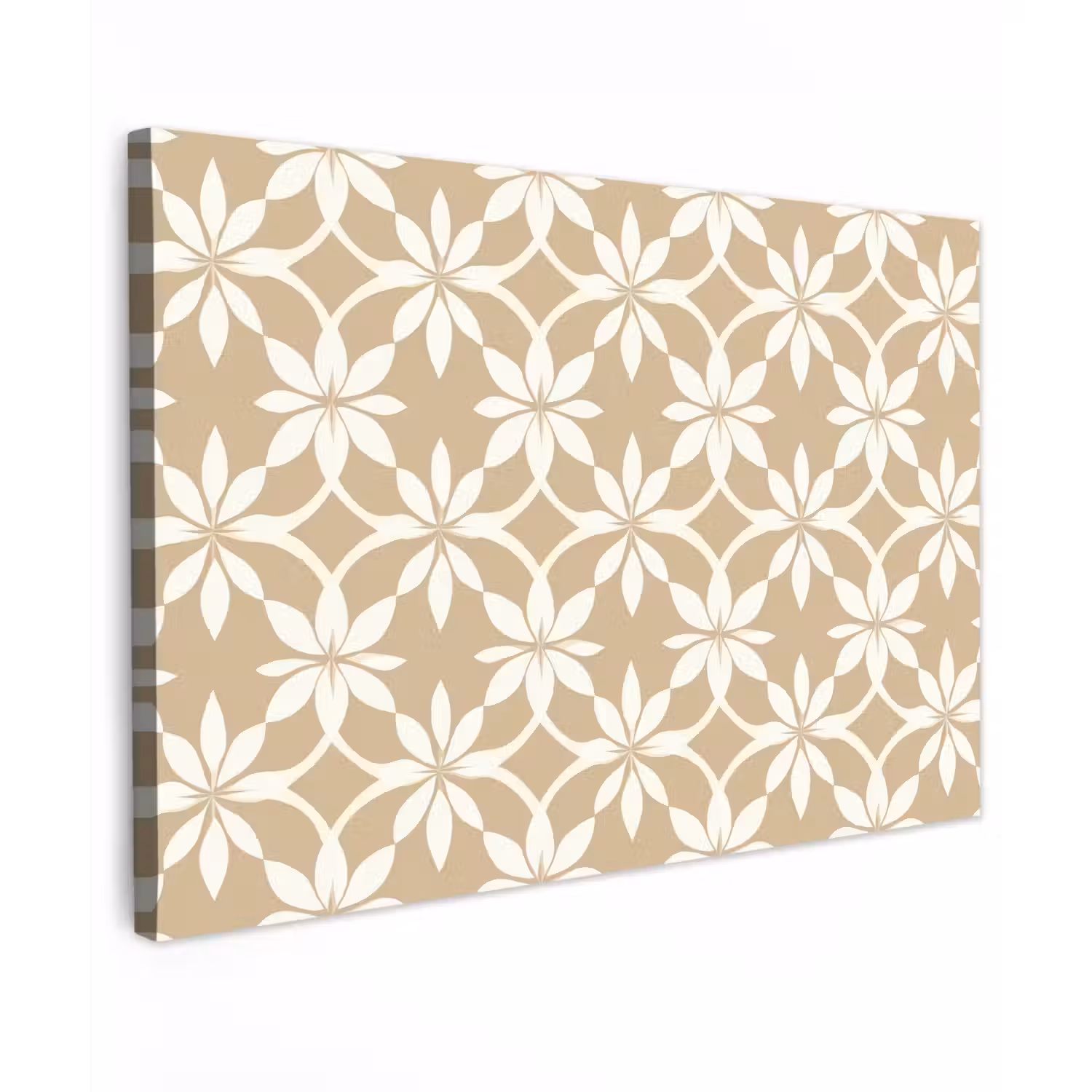 Bloemen - Patroon - Beige Tuinposter op houten frame 2 cm dik klein 845 -3d