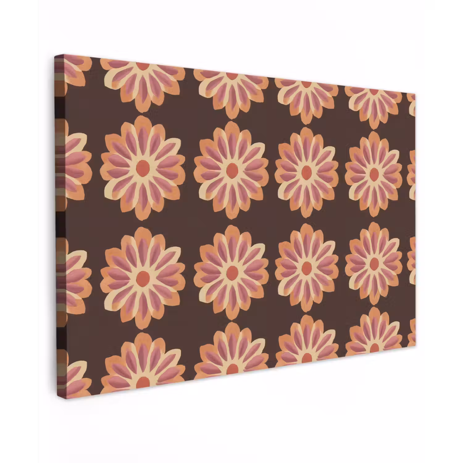Bloemen - Patroon - Bruin Tuinposter op houten frame 2 cm dik klein 845 -3d
