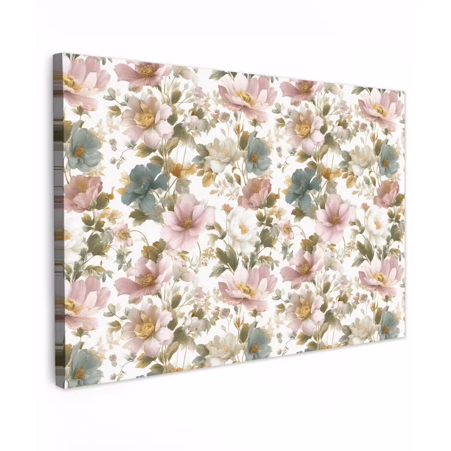 Bloemen - Patroon - Pastel Tuinposter op houten frame 2 cm dik klein 845 -3d