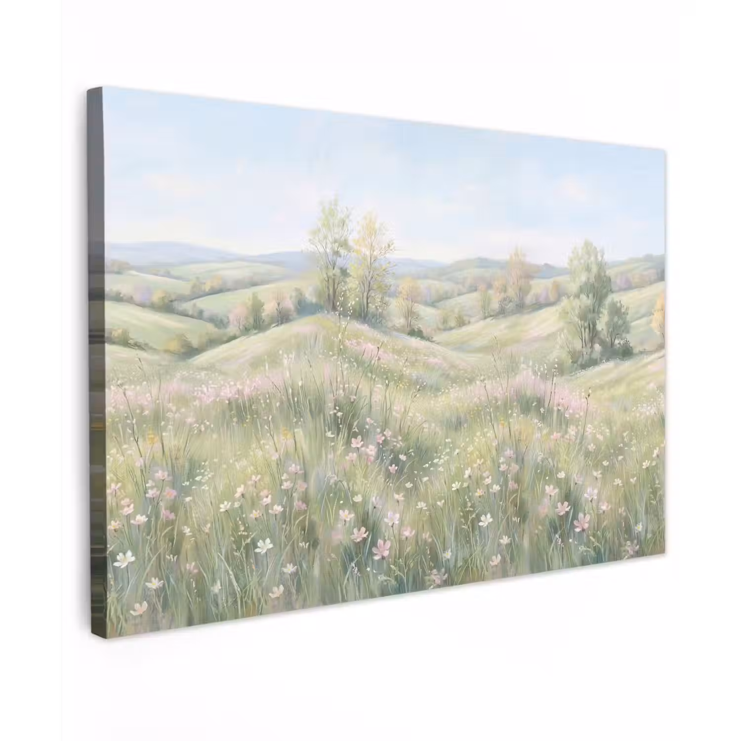 Bloemen veld - Bloemen - Groen Tuinposter op houten frame 2 cm dik klein -3d