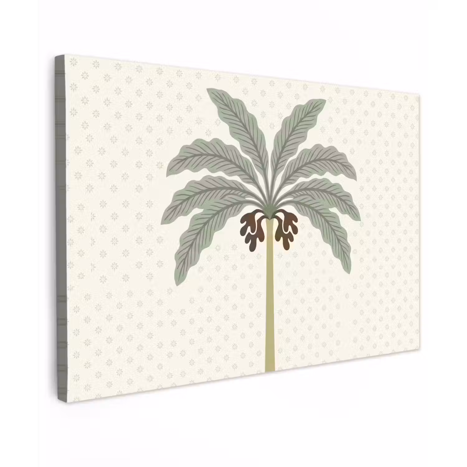 Boom - Bladeren - Groen - Decoratief - Beige Tuinposter op houten frame 2 cm dik klein -3d