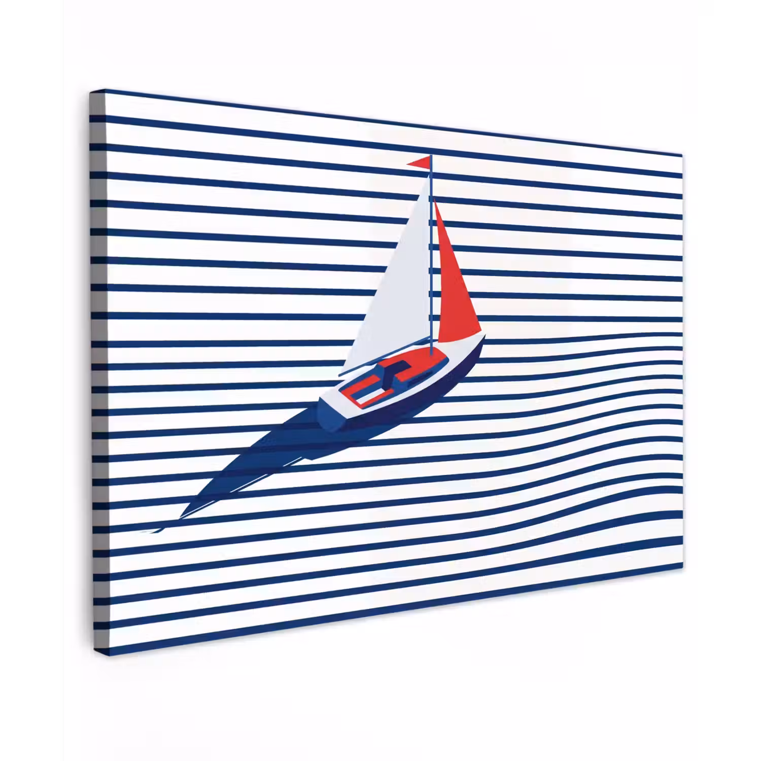 Boot - Water - Abstract - Blauw Tuinposter op houten frame 2 cm dik klein -3d