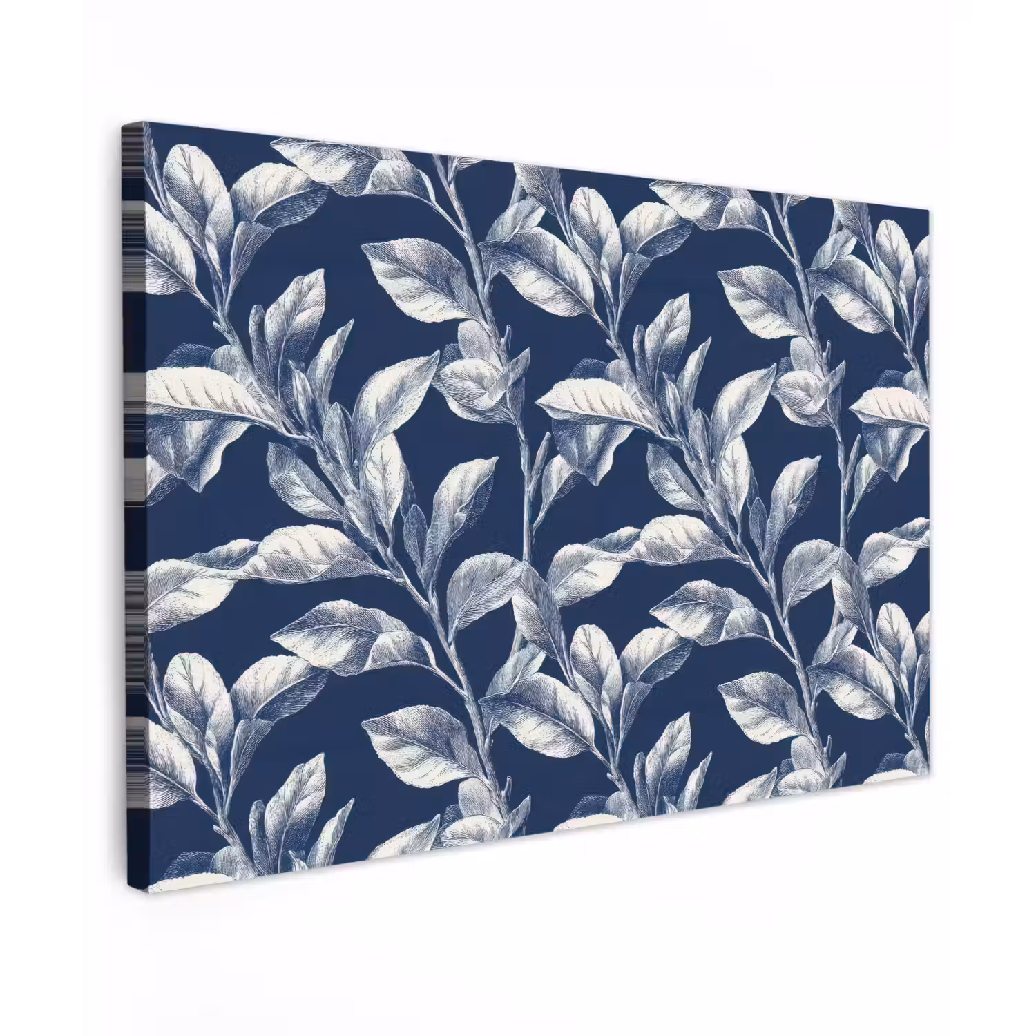 Botanisch - Patroon - Blauw Tuinposter op houten frame 2 cm dik klein 845 -3d