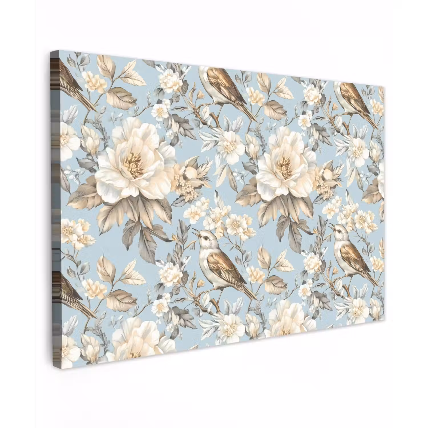 Botanisch - Zangvogel - Blauw Tuinposter op houten frame 2 cm dik klein 845 -3d