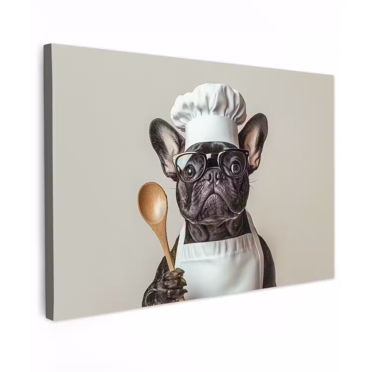 Bril - Hond - Kok Tuinposter op houten frame 2 cm dik klein -3d