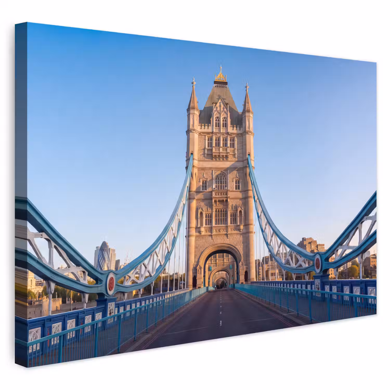 Brug - Toren - Architectuur - Klassiek - Blauw Tuinposter op houten frame 2 cm dik klein -3d