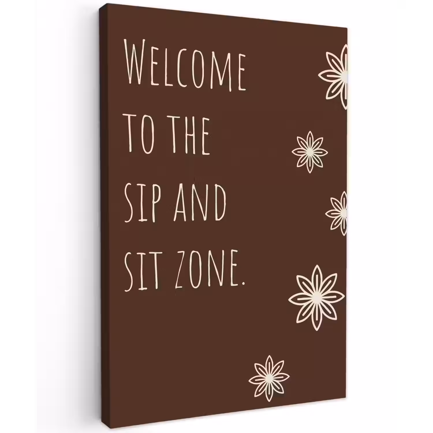 Bruin - Quote - Bloemen - Zomer Tuinposter op houten frame 2 cm dik klein -3d