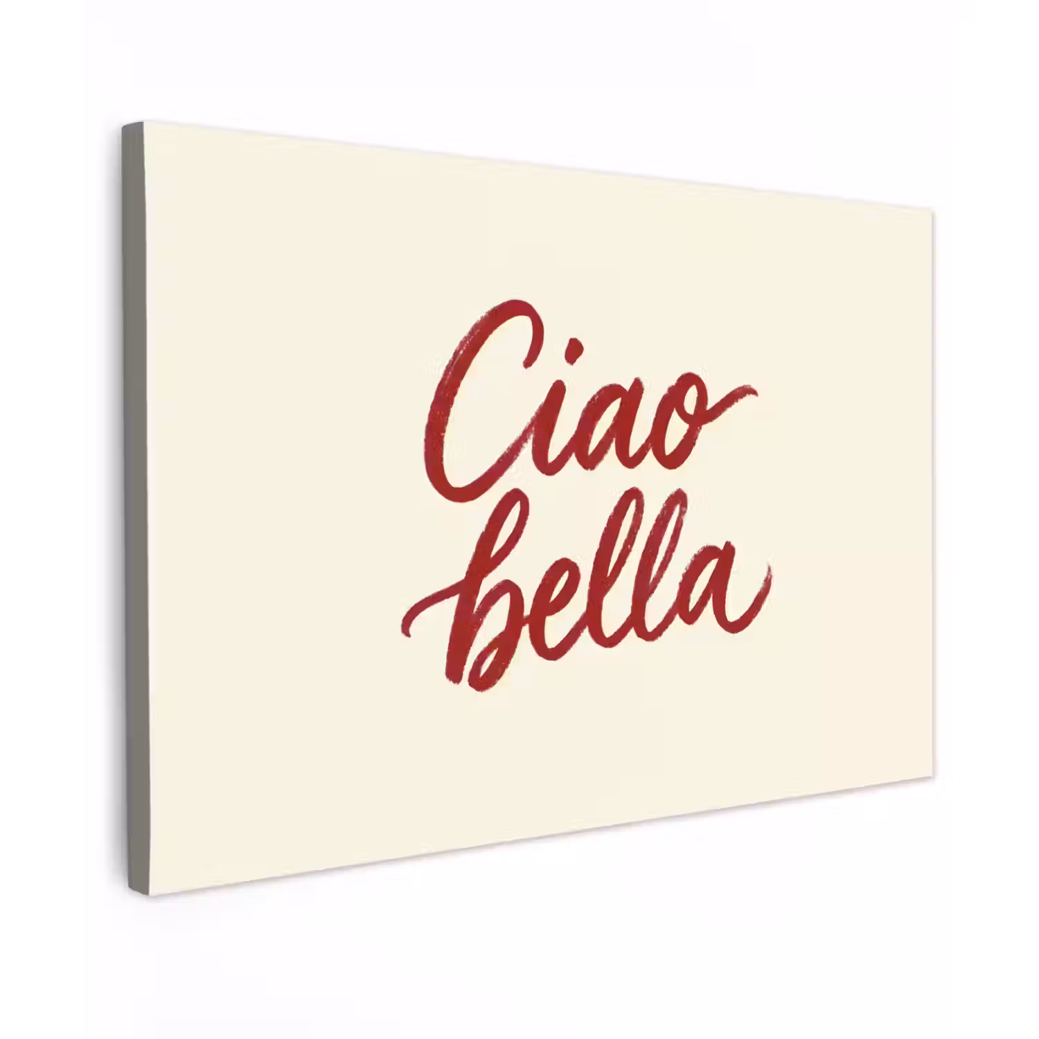 Ciao bella - Rood - Wit - Minimalistisch Tuinposter op houten frame 2 cm dik klein -3d