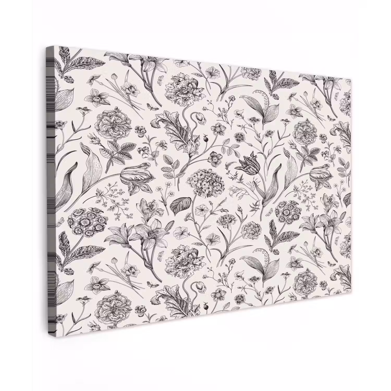 Classic - Black - White - Floral Tuinposter op houten frame 2 cm dik klein 845 -3d