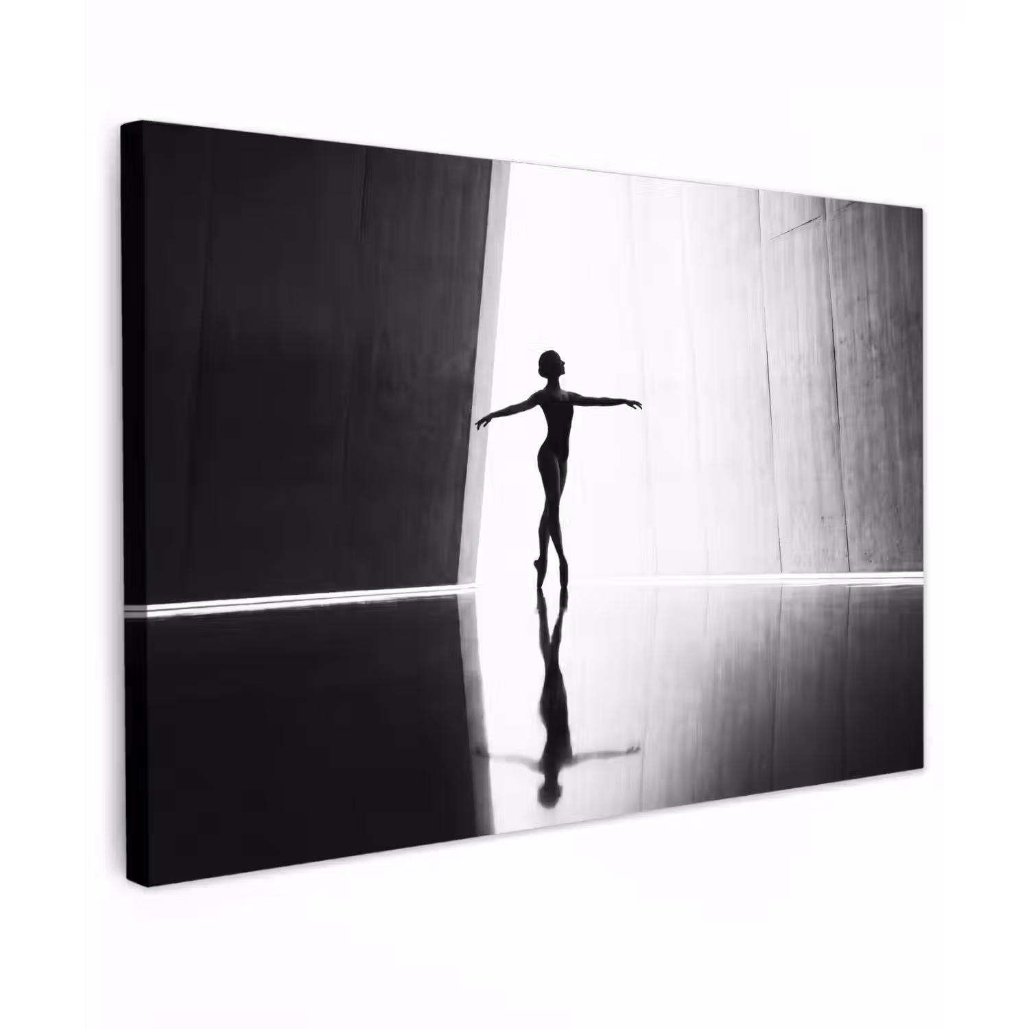 Danser - Silhouette - Kunst - Modern - Zwart-wit Tuinposter op houten frame 2 cm dik klein -3d