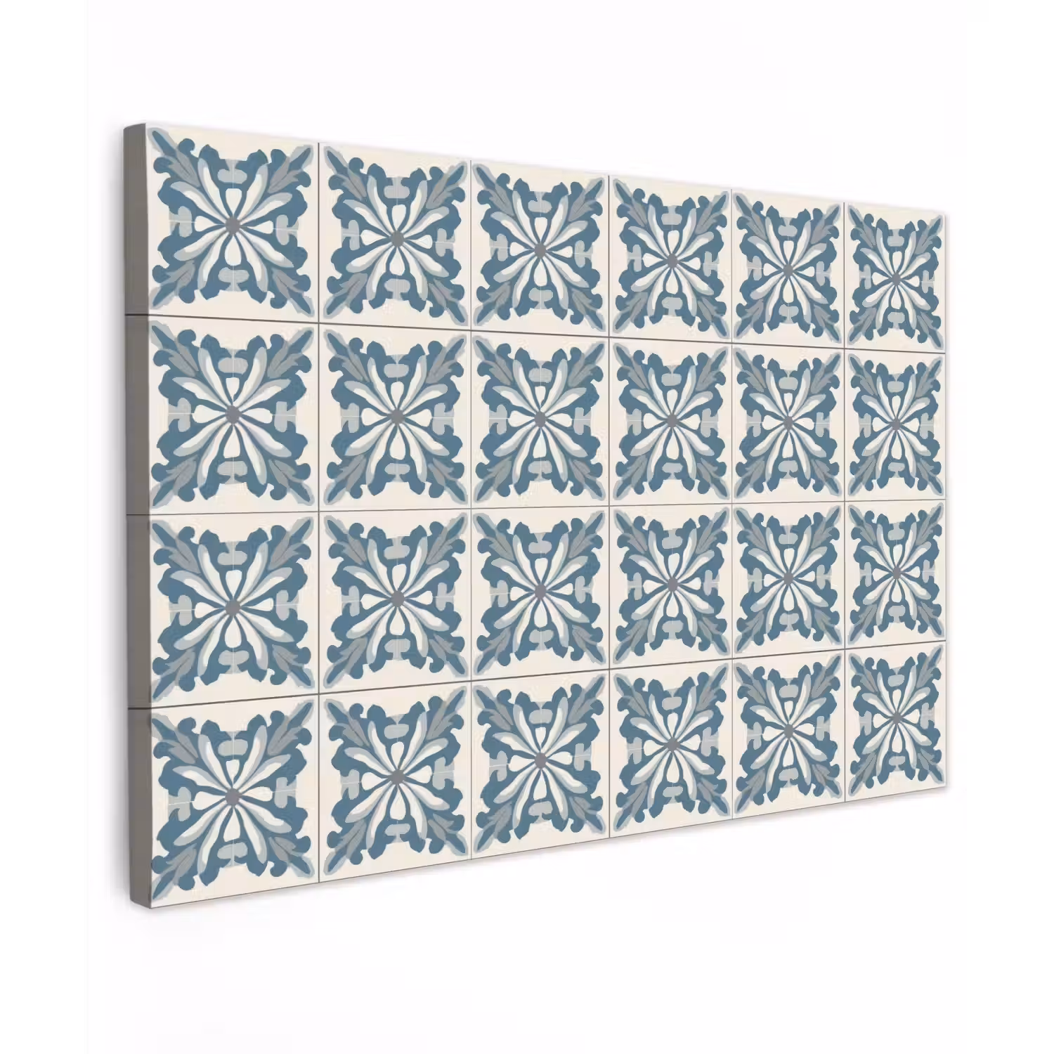 Dessin - Tegel - Blauw Tuinposter op houten frame 2 cm dik klein 845 -3d