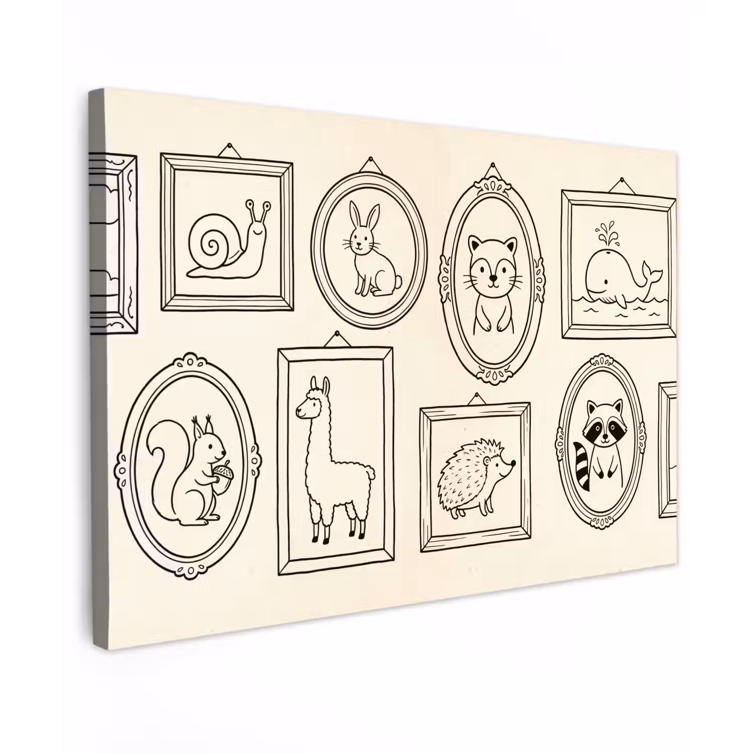 Dieren - Illustratie - Lijsten - Galerij - Speels Tuinposter op houten frame 2 cm dik klein -3d