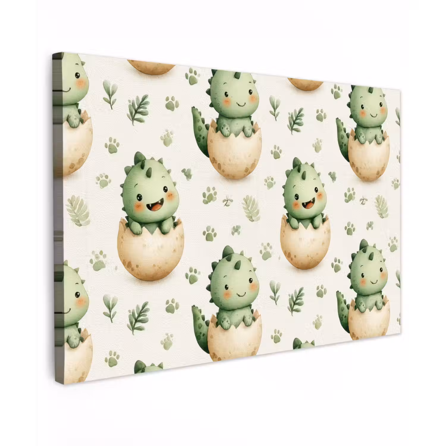 Dino - Eieren - Groen Tuinposter op houten frame 2 cm dik klein 845 -3d