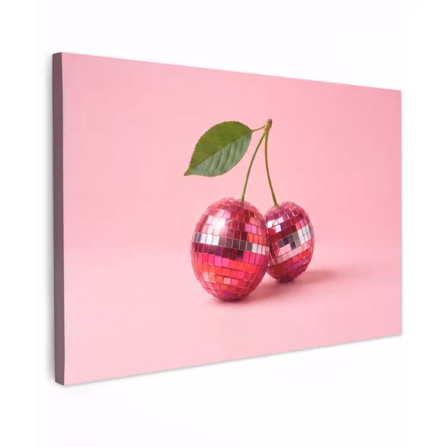 Disco - Kersen - Roze Tuinposter op houten frame 2 cm dik klein -3d