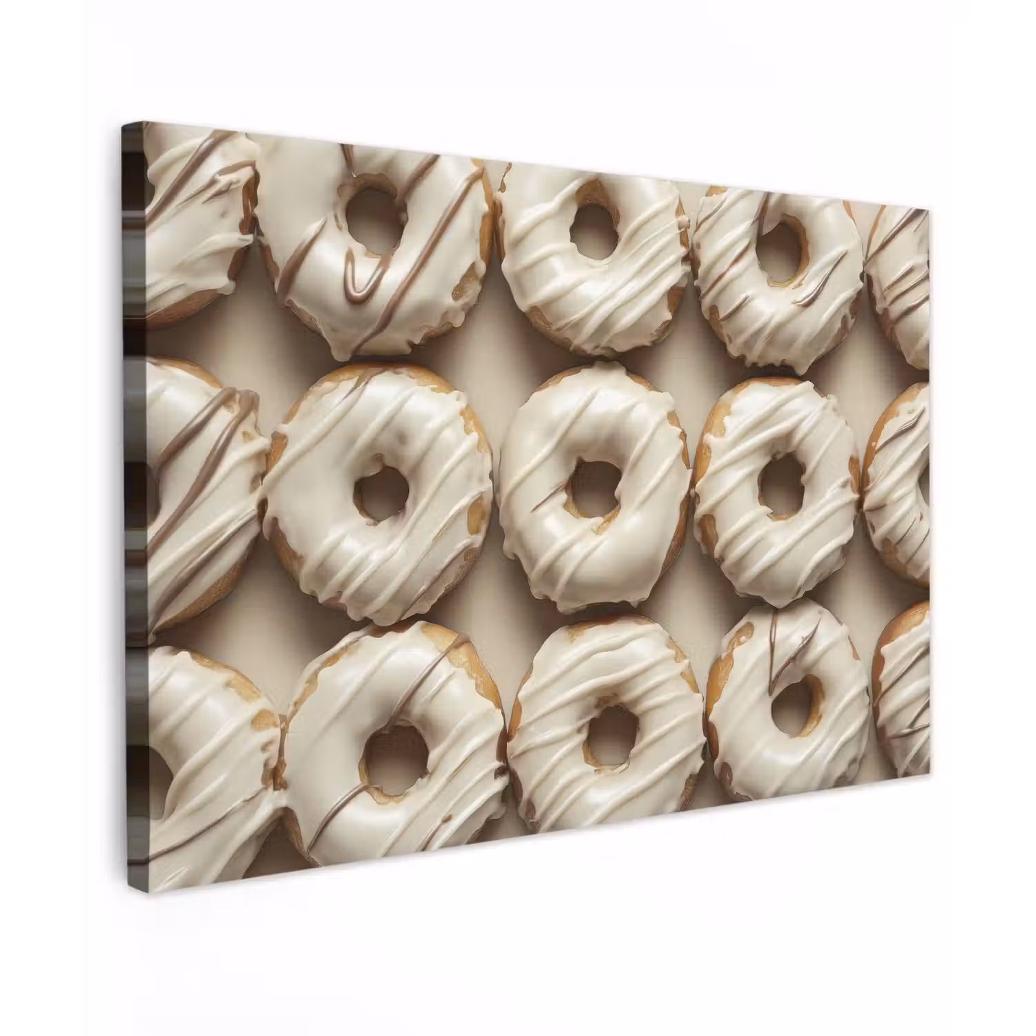 Donuts - Chocolade - Wit - Beige Tuinposter op houten frame 2 cm dik klein -3d