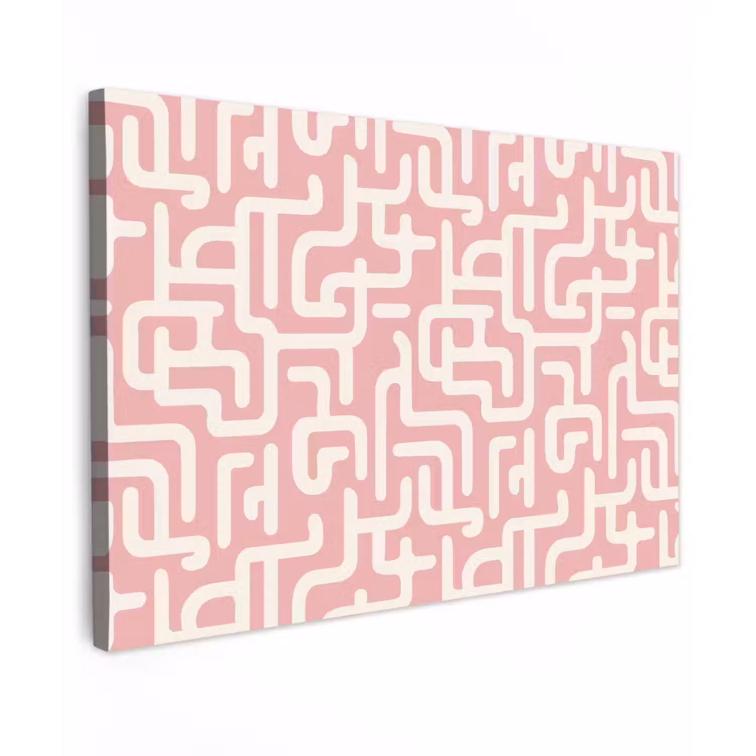 Doolhofpatroon - Roze - Wit - Abstract Tuinposter op houten frame 2 cm dik klein 845 -3d