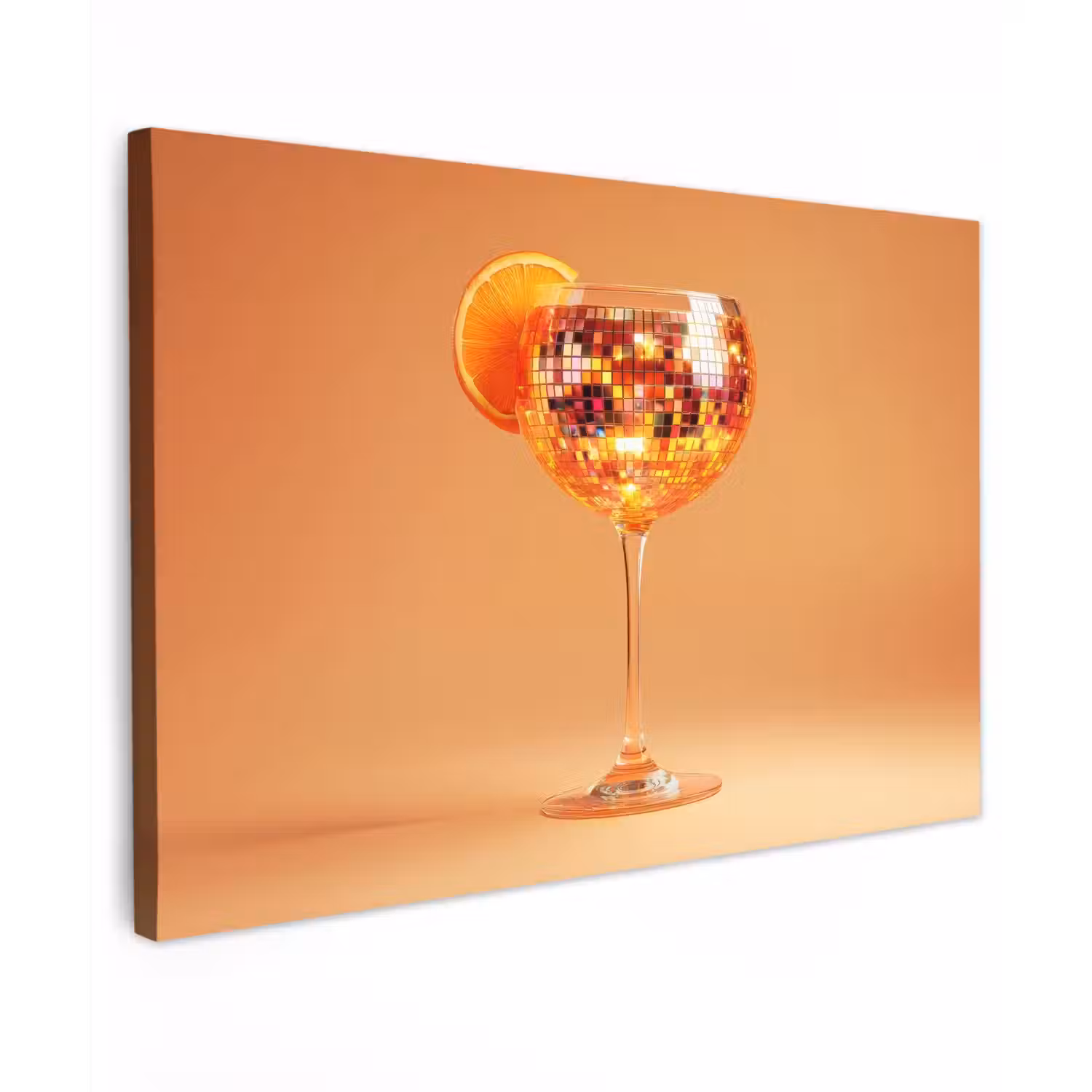 Drank - Oranje - Glitter - Disco Tuinposter op houten frame 2 cm dik klein -3d