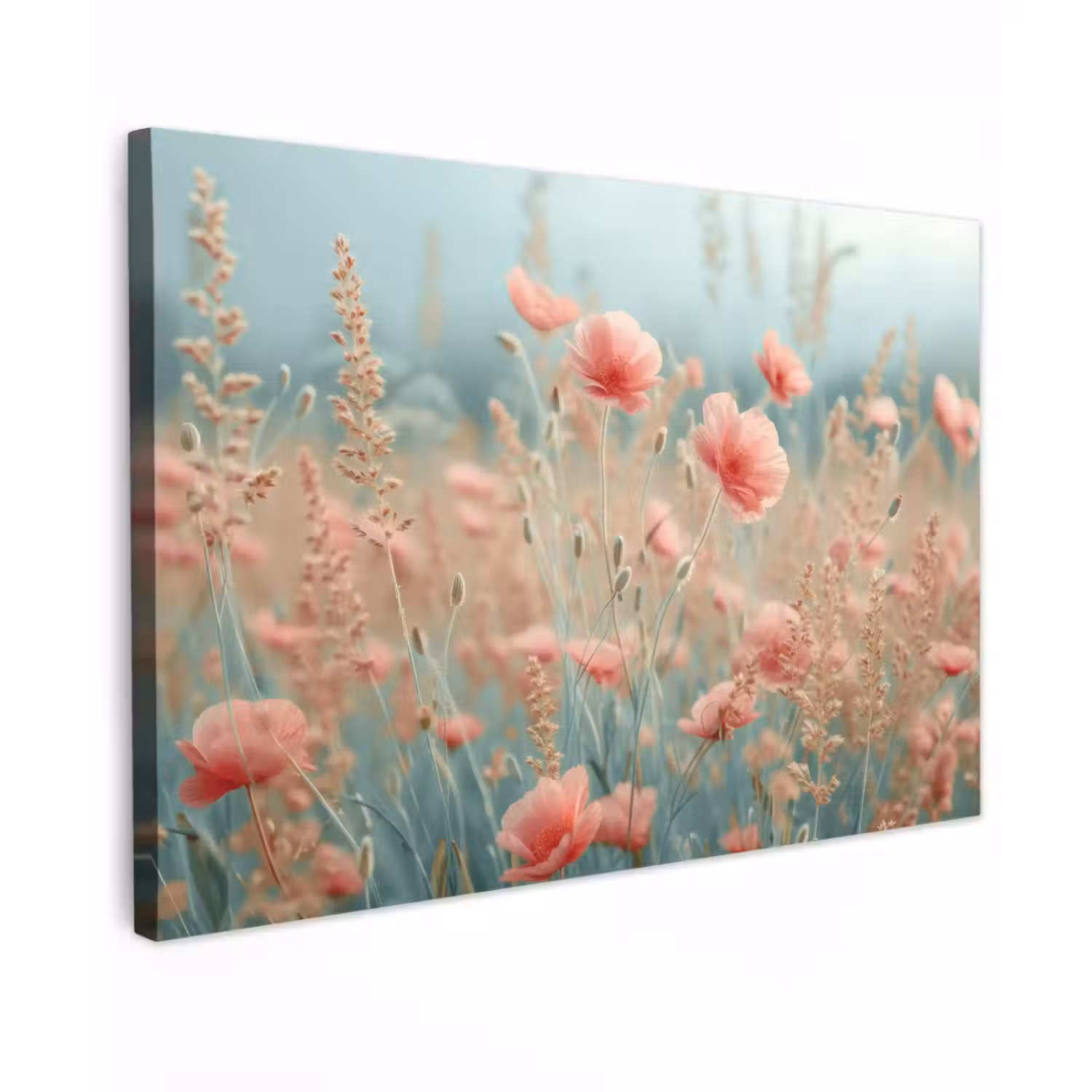 Dromerig veld van klaprozen Tuinposter op houten frame 2 cm dik klein -3d