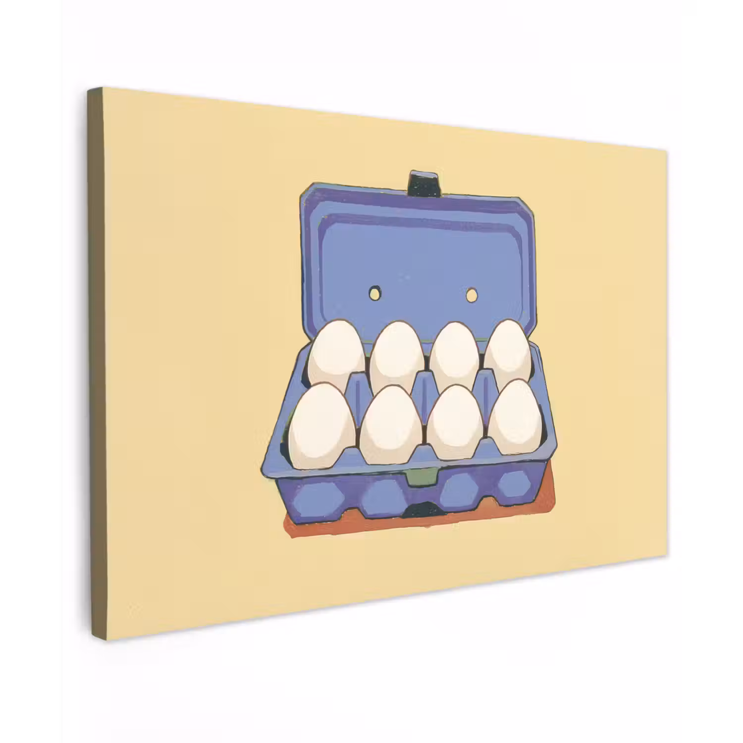 Eieren - Doos - Minimalistisch - Blauw Tuinposter op houten frame 2 cm dik klein -3d