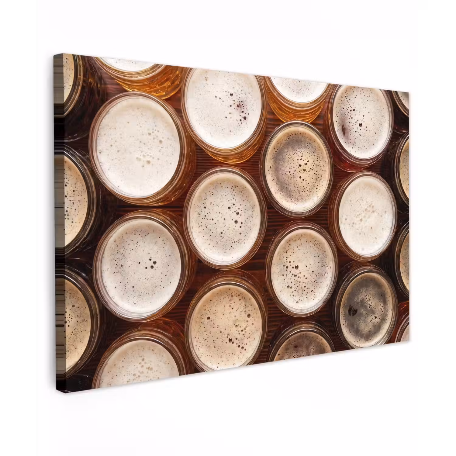 Eten - Glazen - Drank - Patroon - Bruin Tuinposter op houten frame 2 cm dik klein -3d