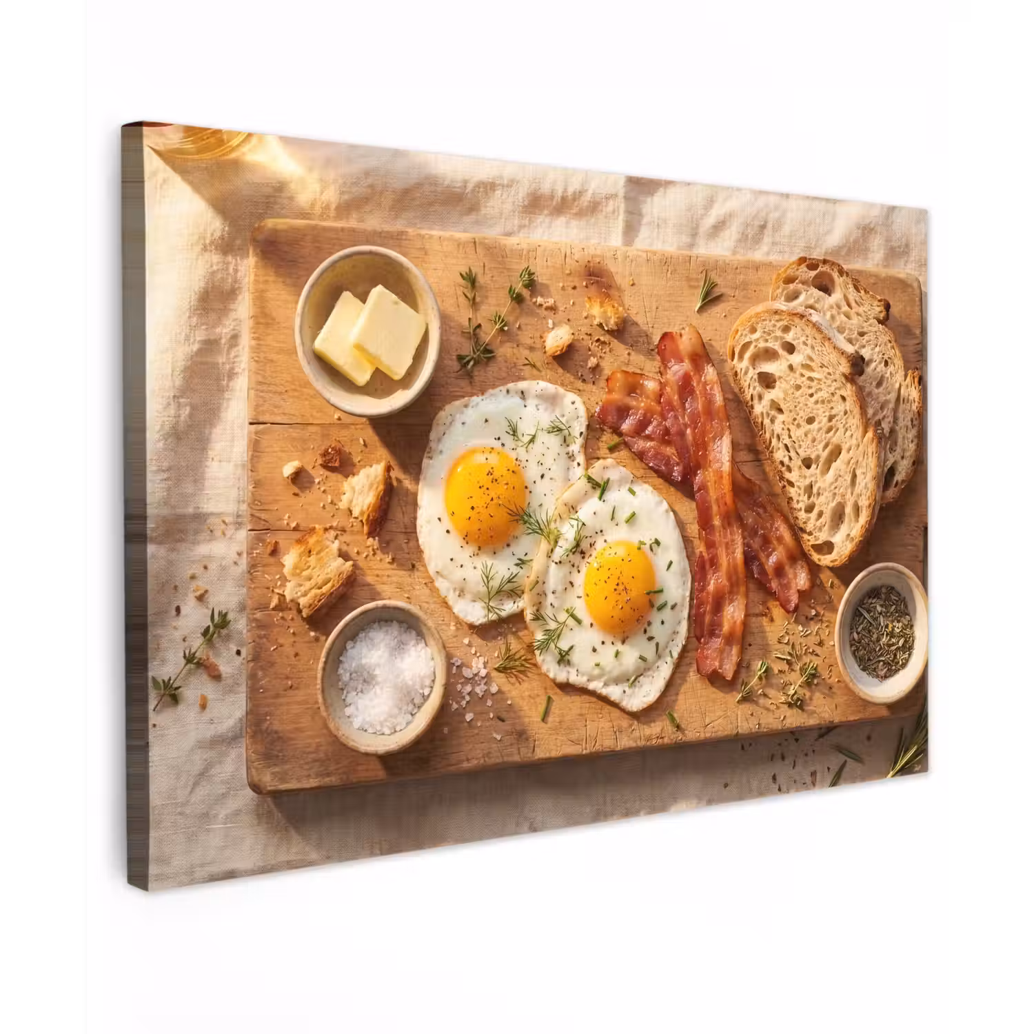Eten - Ontbijt - Hout - Rustiek - Geel Tuinposter op houten frame 2 cm dik klein -3d