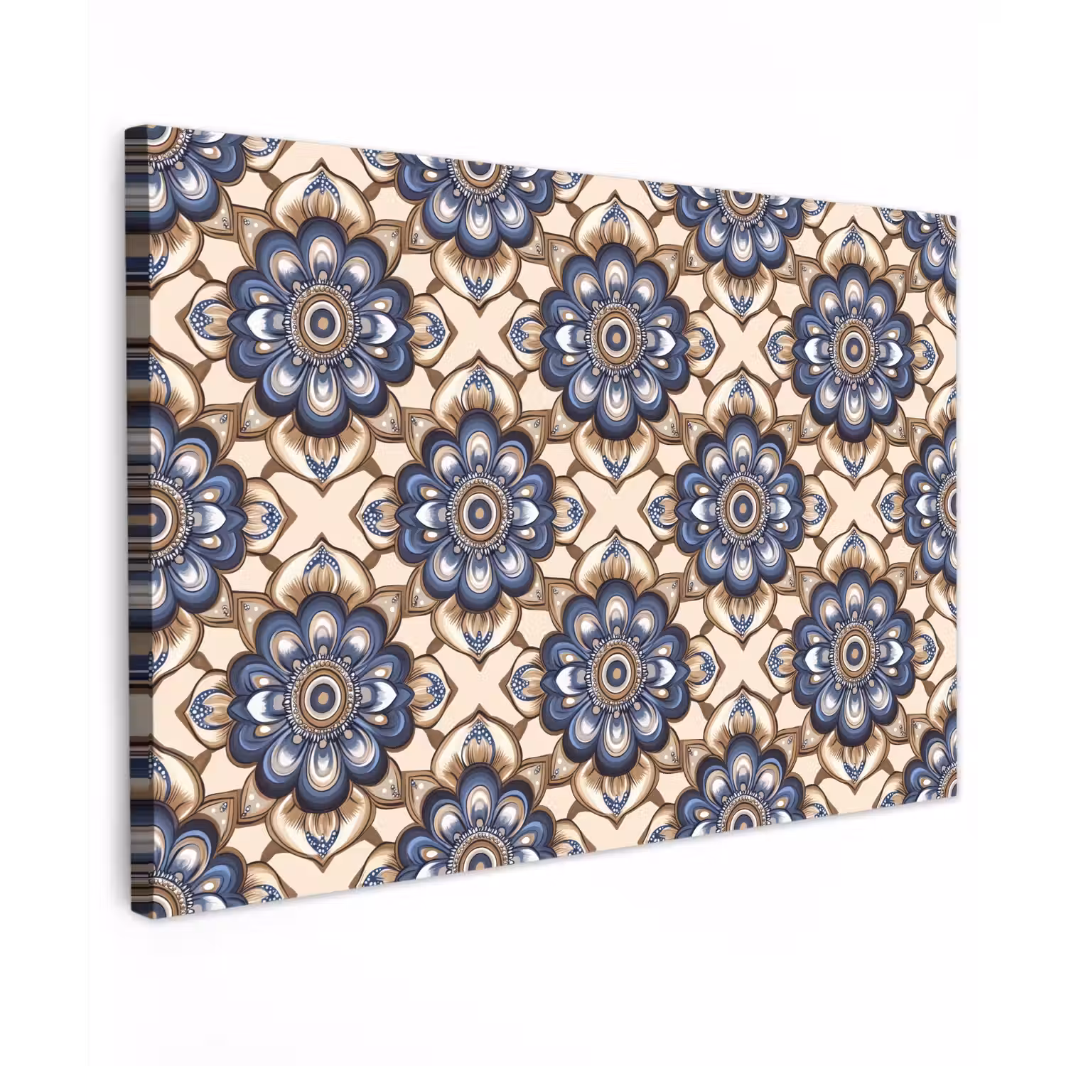 Floraal - Ornament - Blauw Tuinposter op houten frame 2 cm dik klein 845 -3d