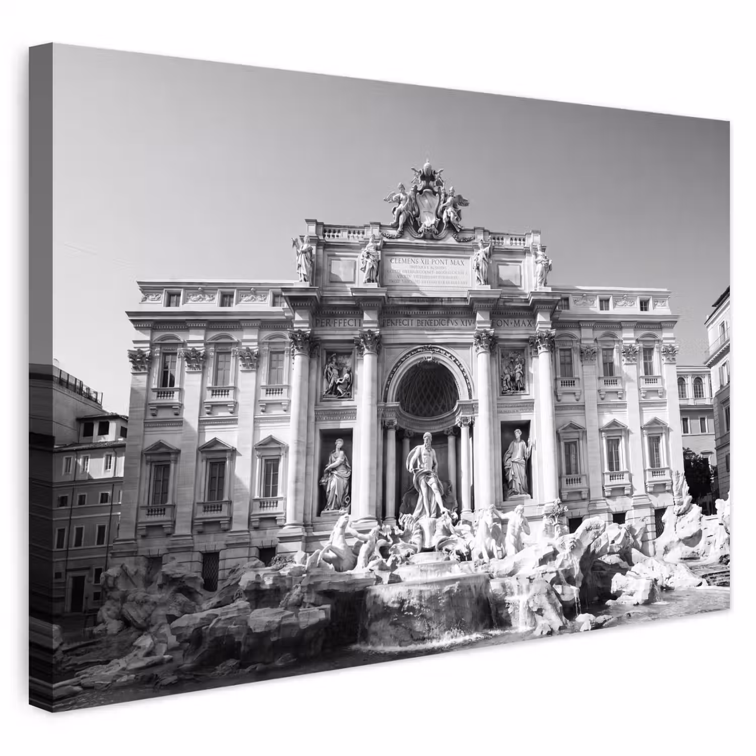 Fontein - Beelden - Architectuur - Zwart-wit Tuinposter op houten frame 2 cm dik klein -3d