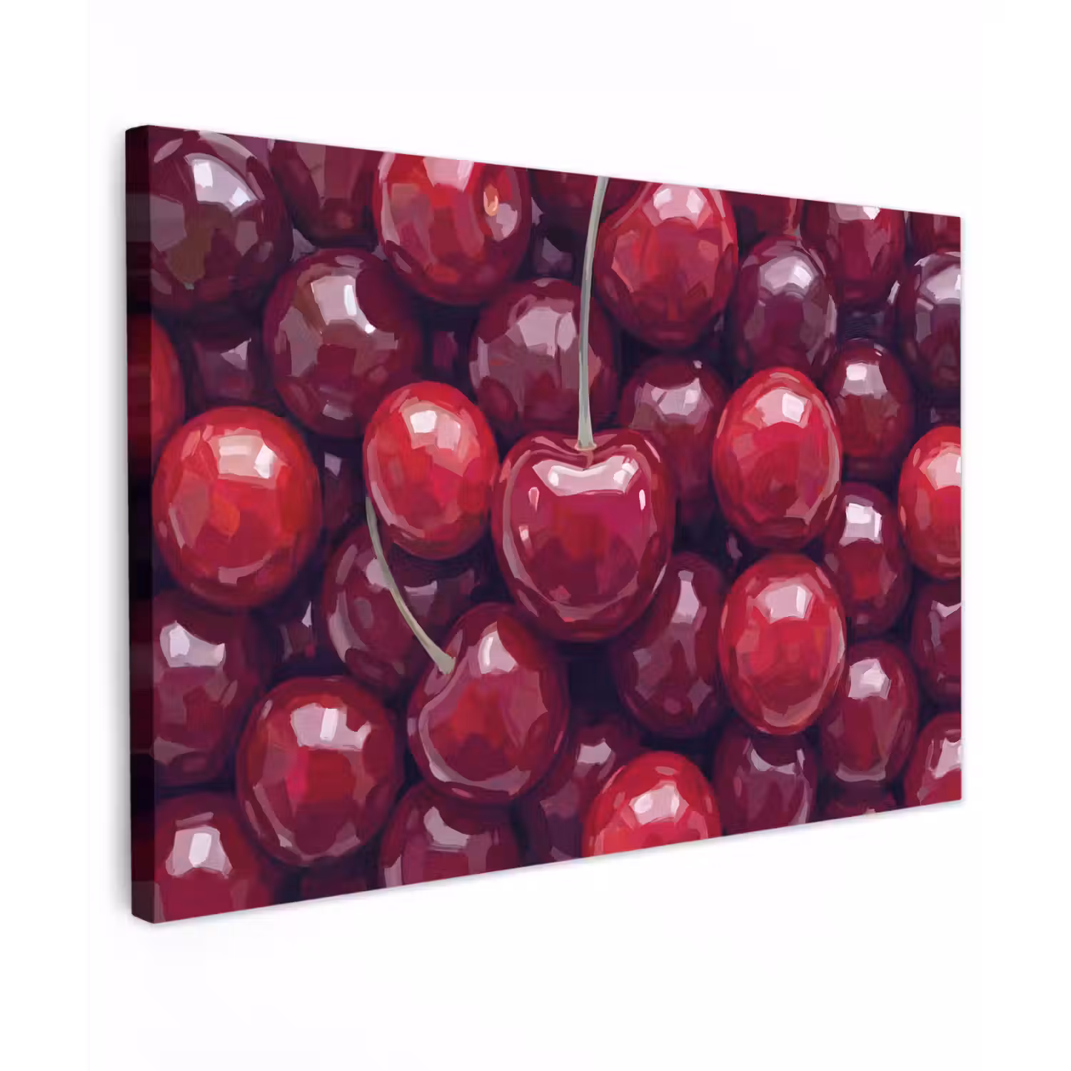 Fruit - Kersen - Eten - Modern - Rood Tuinposter op houten frame 2 cm dik klein -3d