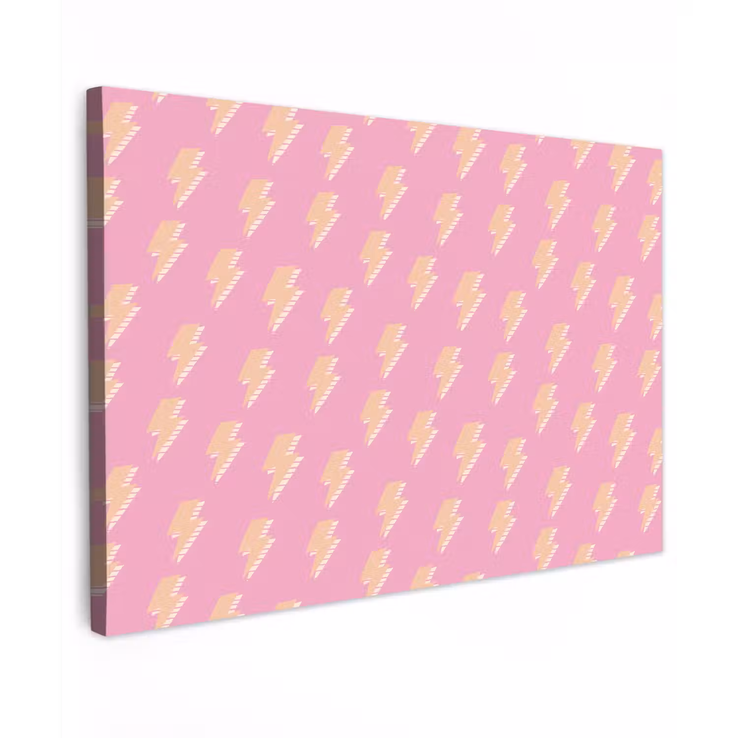 Geel - Bliksem - Roze Tuinposter op houten frame 2 cm dik klein 845 -3d
