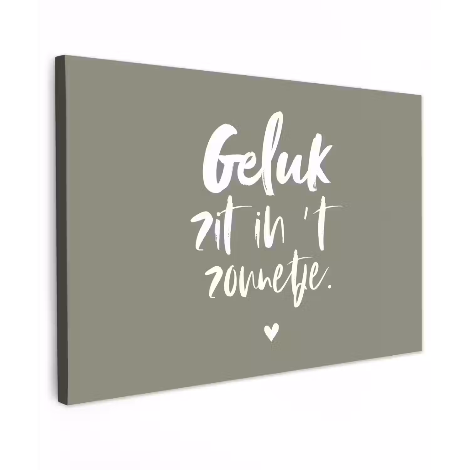 Geluk zit in 't zonnetje - Tekst - Geluk - Quotes - Zon Tuinposter op houten frame 2 cm dik klein -3d