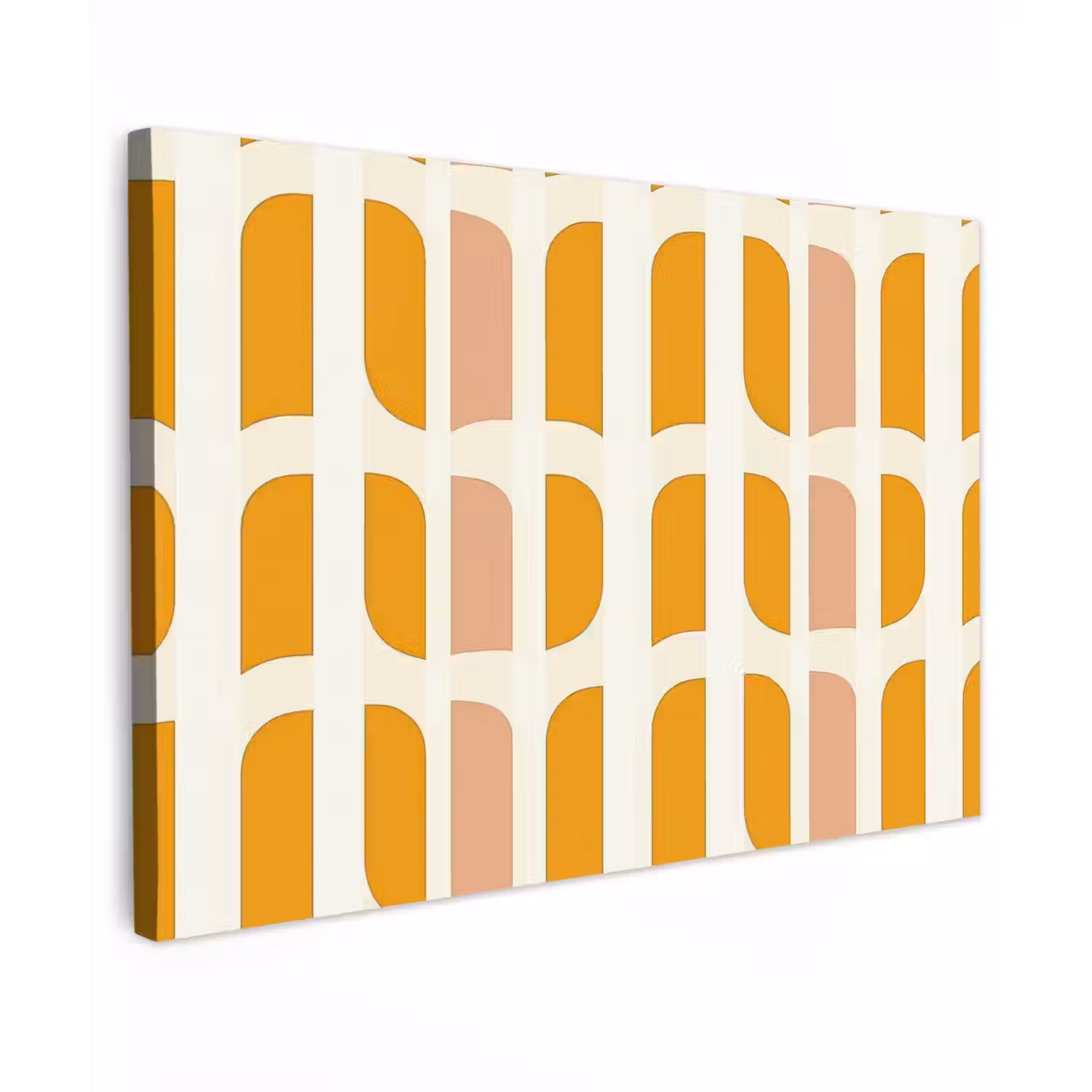 Geometrisch - Patroon - Geel - Roze Tuinposter op houten frame 2 cm dik klein 845 -3d