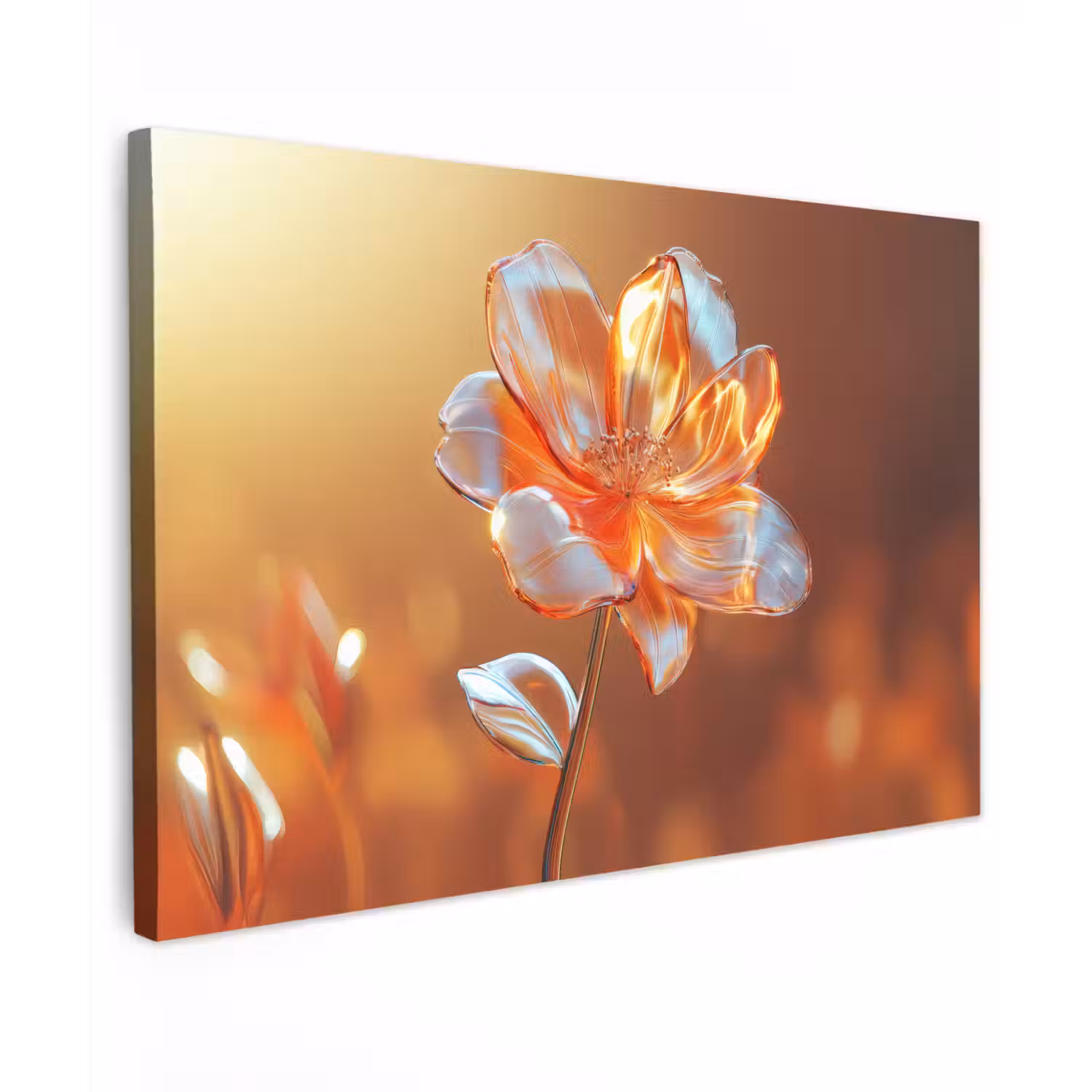 Glazen - Bloem - Zonlicht Tuinposter op houten frame 2 cm dik klein -3d