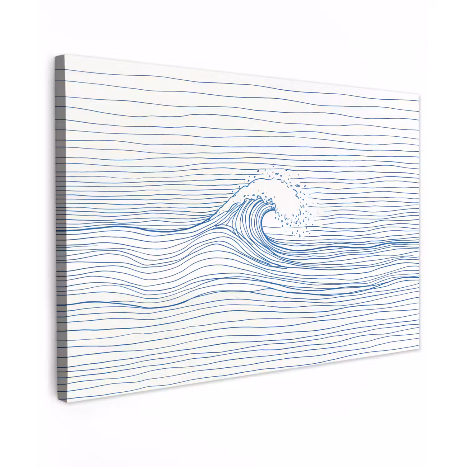 Golf - Brekende - Natuur - Minimalistisch - Blauw Tuinposter op houten frame 2 cm dik klein -3d