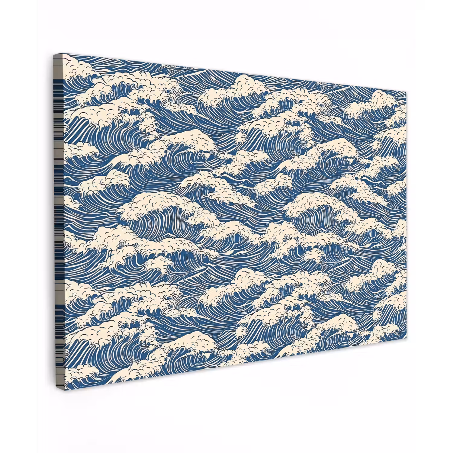 Golven - Klassiek - Blauw Tuinposter op houten frame 2 cm dik klein 845 -3d