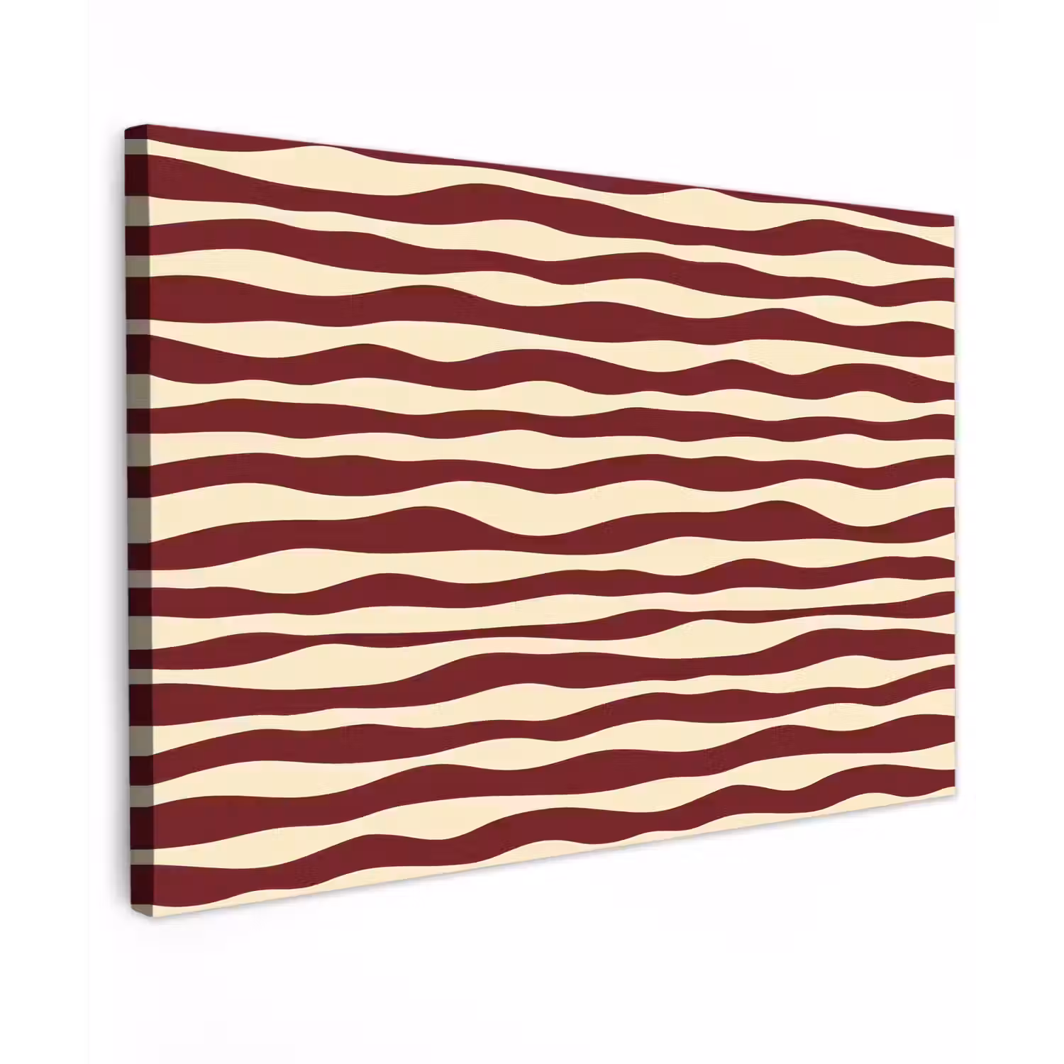 Golven - Rood - Patroon - Crème Tuinposter op houten frame 2 cm dik klein 845 -3d