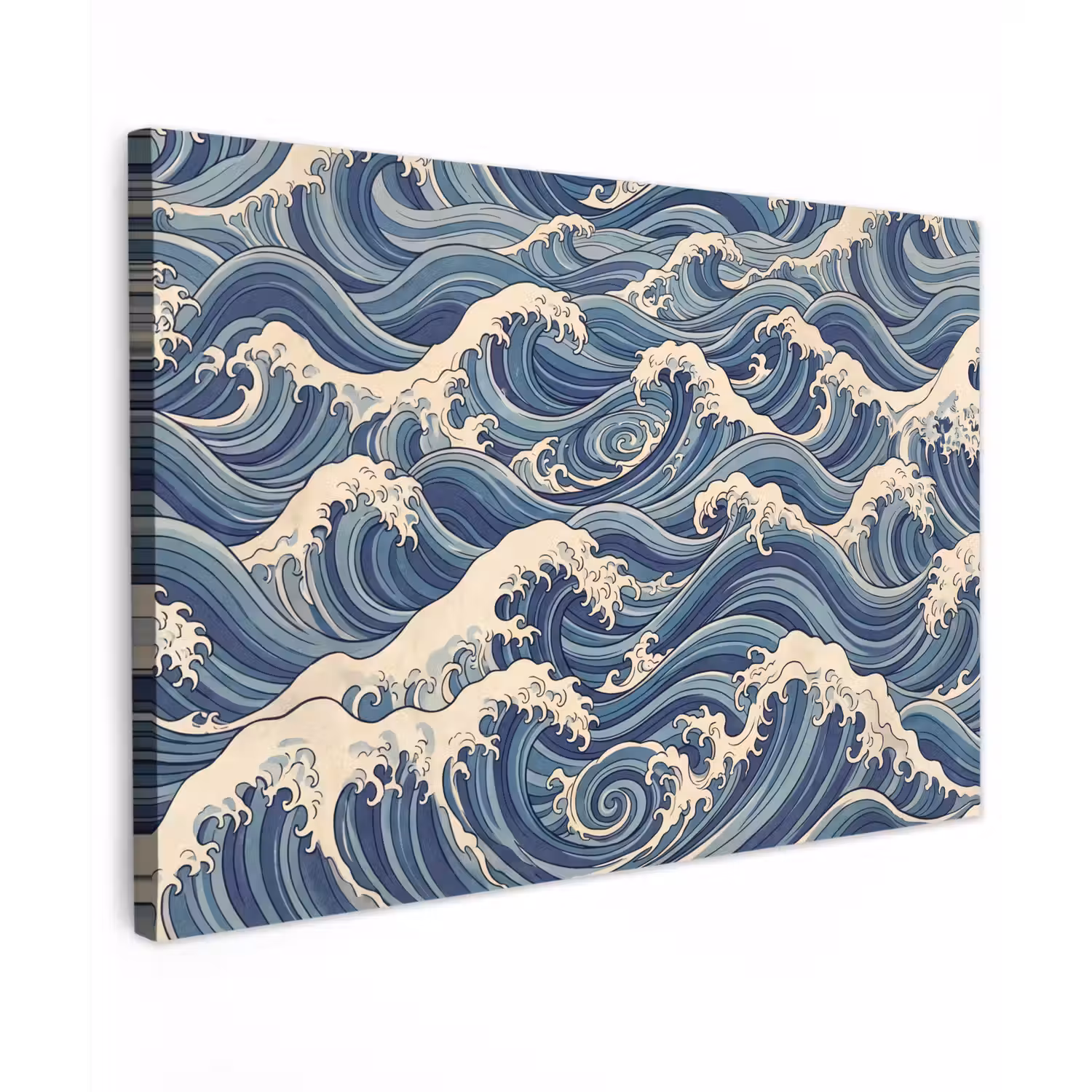 Golven - Zee - Natuur - Abstract - Blauw Tuinposter op houten frame 2 cm dik klein -3d