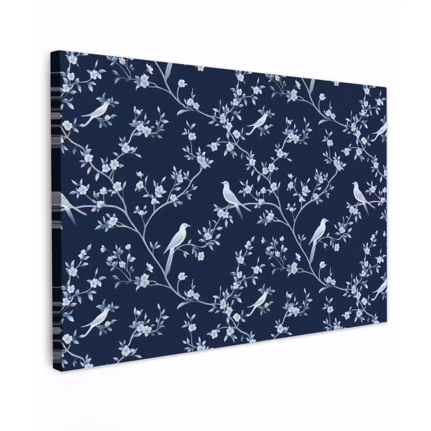 Grafisch - Bloesemtak - Blauw Tuinposter op houten frame 2 cm dik klein 845 -3d