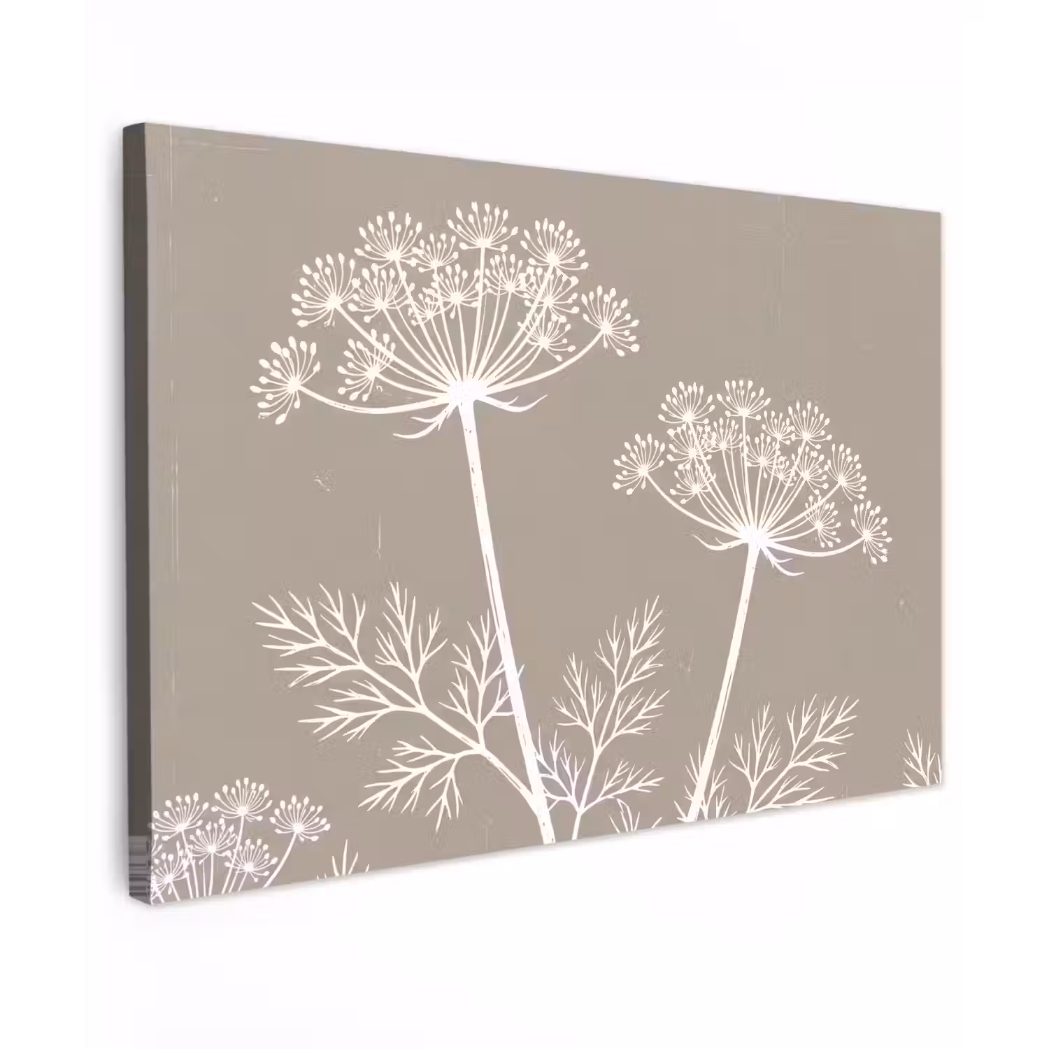 Grafisch - Fluitenkruid - Taupe Tuinposter op houten frame 2 cm dik klein -3d